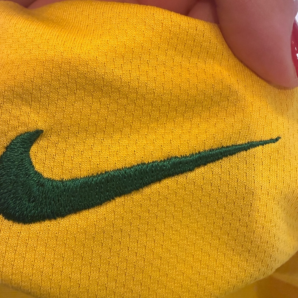 Nike Kids Brazil Soccer Jersey - Yellow with Green Accents - Picture 4 of 6